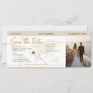 Boarding Pass Plane Ticket Save The Date wedding   Invitation