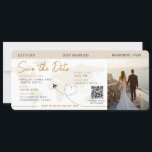 Boarding Pass Plane Ticket Save The Date wedding   Invitation<br><div class="desc">Boarding pass wedding ticket invitation featuring a destination world map,  Wedding Pass,  Destination Wedding,  Passport with QR code Rsvp card.</div>