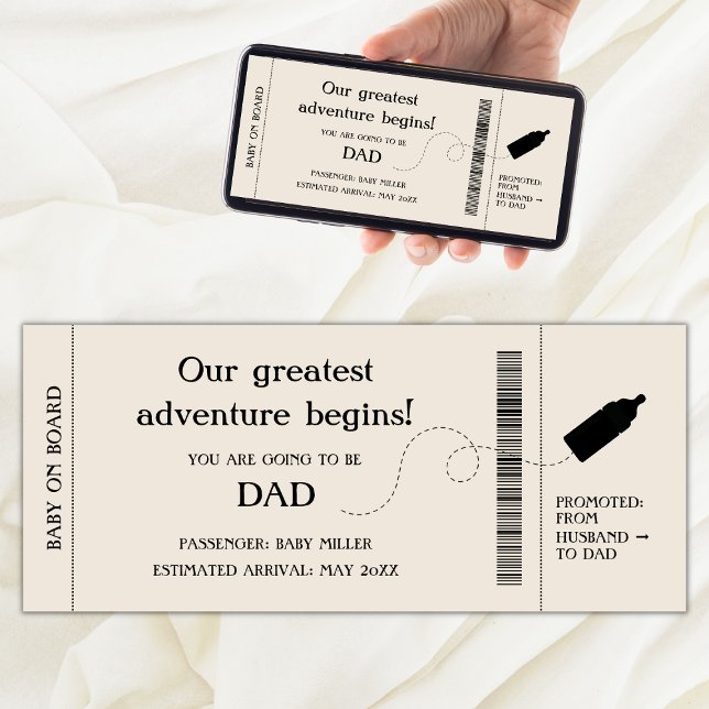 Boarding Pass Pregnancy Announcement For Husband (pregnancy announcement for husband boarding pass, promoted from husband to dad, adventure begins)