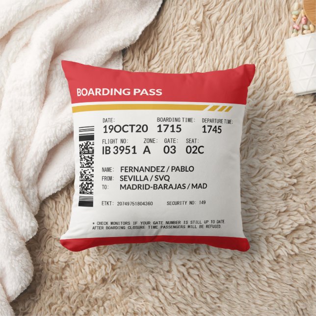 Boarding Pass - Red Cushion (Blanket)