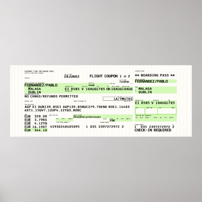 Boarding Pass - Retro Poster (Front)