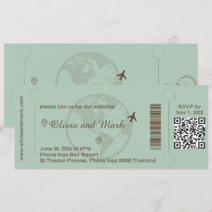 Boarding Pass RSVP Card – Sage & Beige