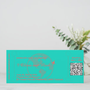 Boarding Pass RSVP Card – Teal & Coral   Tropical