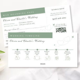 Boarding Pass Sage Qr Code Wedding timeline Holiday Card