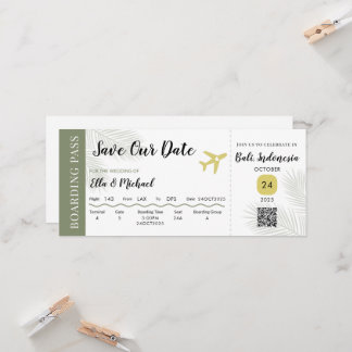 Boarding Pass Save the Date – Destination Wedding