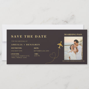 Boarding Pass Save the Date   Destination Wedding  Invitation
