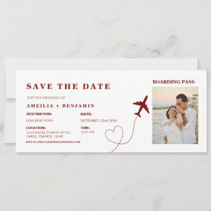Boarding Pass Save the Date   Destination Wedding  Invitation