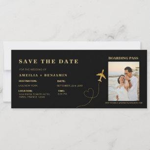 Boarding Pass Save the Date   Destination Wedding  Invitation