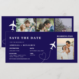 Boarding Pass Save the Date   Destination Wedding  Invitation