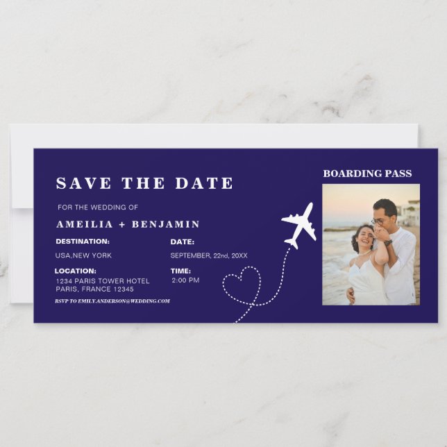 Boarding Pass Save the Date | Destination Wedding  Invitation (Front)