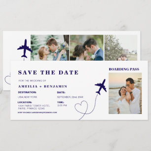Boarding Pass Save the Date Destination Wedding Invitation