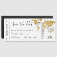 Boarding Pass Save the Date Gold Map 