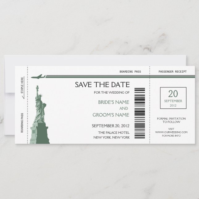 Boarding Pass Save the Date Invitations (Front)