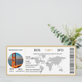 Boarding Pass Scratch Surprise Holiday/Trip Reveal Invitation