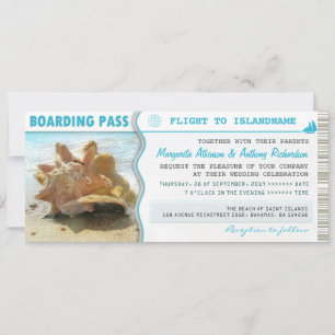 boarding pass ship boat ticket wedding invitations