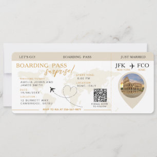 Boarding Pass Surprise Airline Ticket wedding Invitation