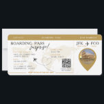 Boarding Pass Surprise Airline Ticket wedding   Invitation<br><div class="desc">Boarding Pass Surprise Trip,  wedding ticket invitation featuring a destination world map,  Wedding Pass,  Destination Wedding,   with QR code Rsvp .</div>