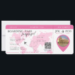 Boarding Pass Surprise Airline Ticket wedding Invitation<br><div class="desc">PINK Boarding Pass Surprise Trip,  wedding ticket invitation featuring a destination world map,  Wedding Pass,  Destination Wedding,   with QR code Rsvp .</div>
