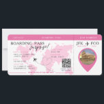 Boarding Pass Surprise Airline Ticket wedding Invitation<br><div class="desc">PINK Boarding Pass Surprise Trip,  wedding ticket invitation featuring a destination world map,  Wedding Pass,  Destination Wedding,   with QR code Rsvp .</div>