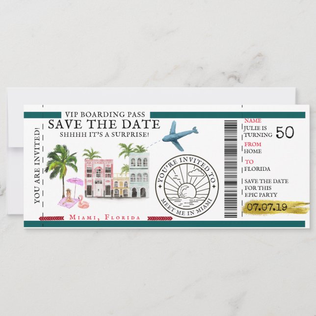 Boarding Pass | Surprise Destination Birthday Invitation (Front)