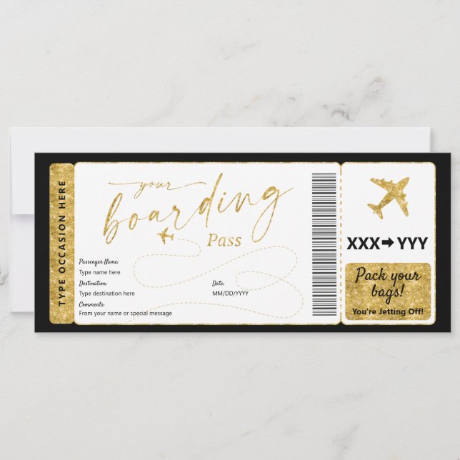 Boarding Pass Surprise Fake Airline Ticket (Front)