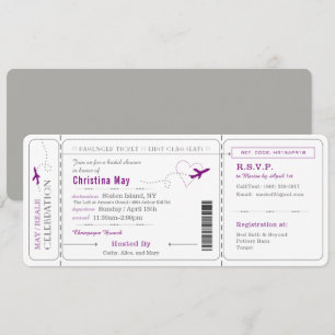 Boarding Pass Ticket Bridal Shower Invitation