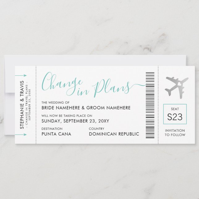 Boarding Pass Ticket Change the Date Silver Plane Announcement (Front)