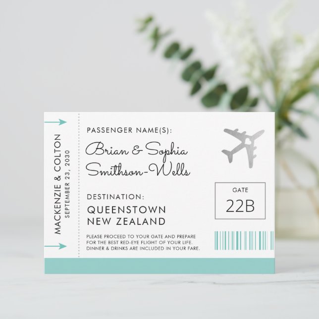 Boarding Pass Ticket Individual Escort Place Cards (Standing Front)