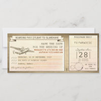 boarding pass tickets -vintage save the date