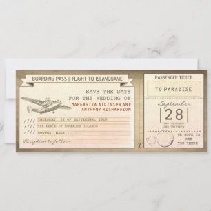boarding pass tickets -vintage save the date