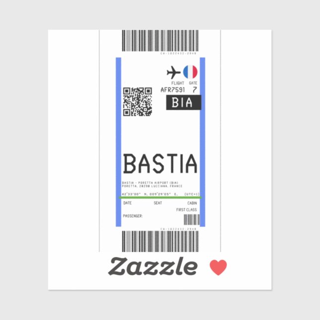 Boarding pass to Bastia Corsica (BIA) (Sheet)