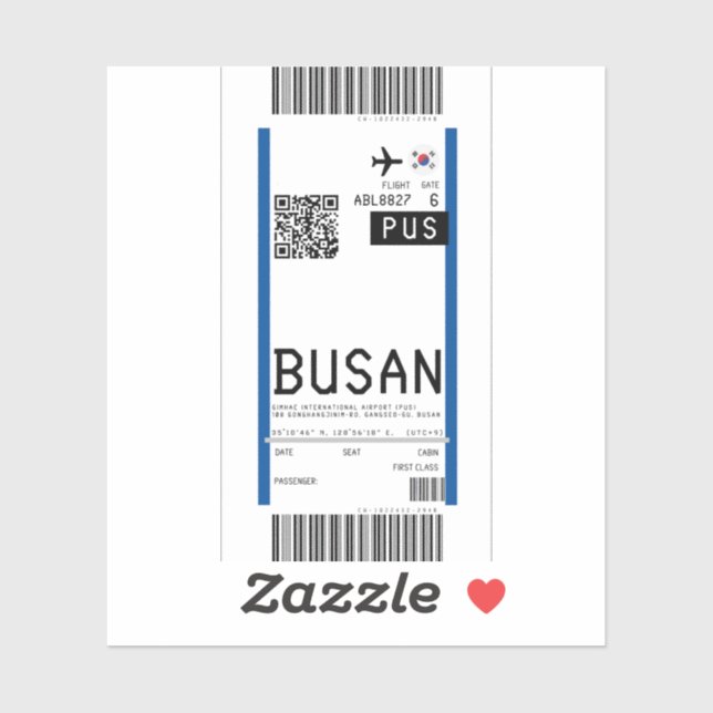 Boarding pass to Busan (PUS) (Sheet)