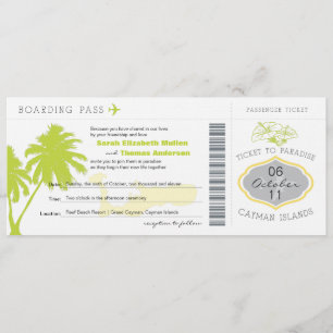 Boarding Pass to Cayman Islands Wedding Invitation