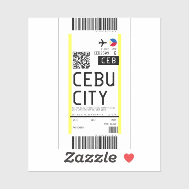 Boarding pass to Cebu City (CEB) (Sheet)