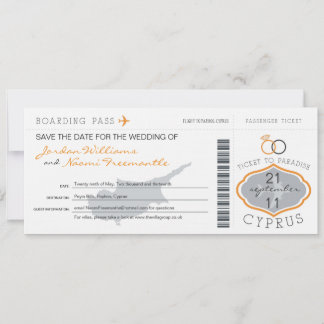 Boarding Pass to Cyprus Wedding Invitation