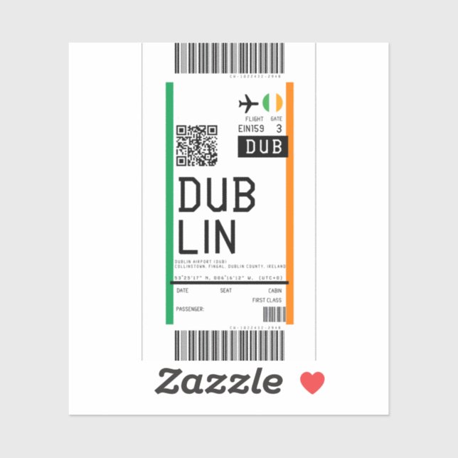 Boarding pass to Dublin (DUB) (Sheet)