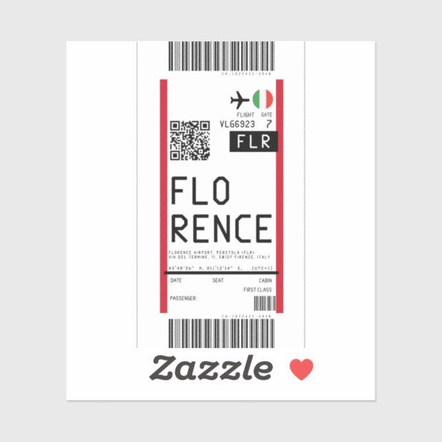 Boarding pass to Florence (FLR) (Sheet)