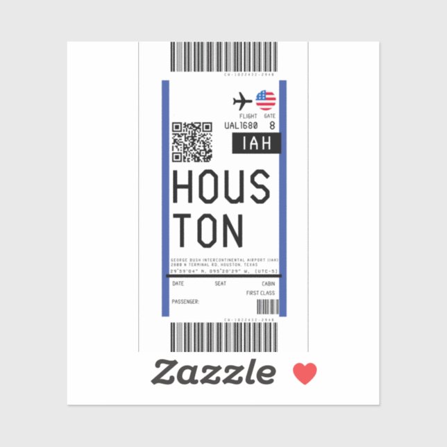 Boarding pass to Houston (IAH) (Sheet)