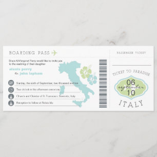 Boarding Pass to Italy Wedding Invitation