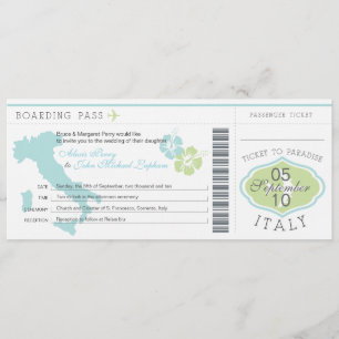 Boarding Pass to Italy Wedding Invitation