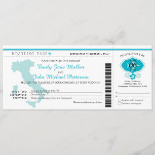Boarding Pass to Italy Wedding Invitation
