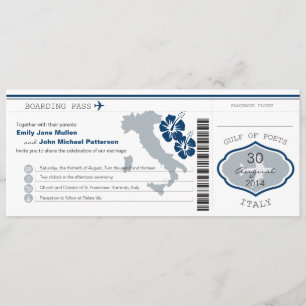 Boarding Pass to Italy Wedding Invitation