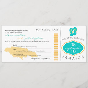 Boarding Pass to Jamaica Wedding Invitation