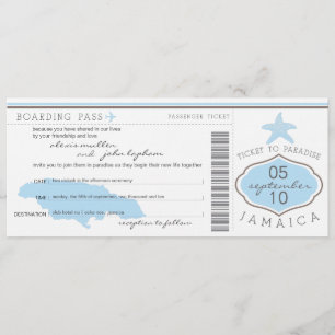 Boarding Pass to Jamaica Wedding Invitation