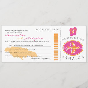 Boarding Pass to Jamaica Wedding Invitation