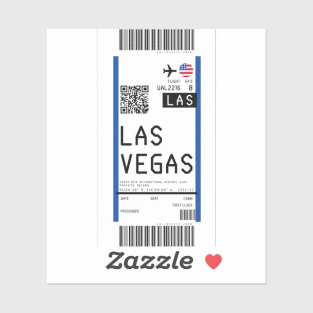 Boarding pass to Las Vegas (LAS) Sticker (Sheet)