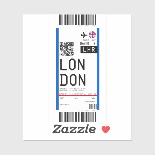 Boarding pass to London (LHR) (Sheet)