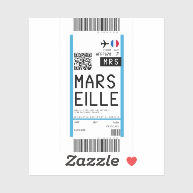 Boarding pass to Marseille (MRS) (Sheet)