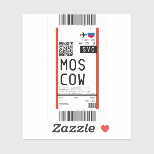 Boarding pass to Moscow (SVO) (Sheet)