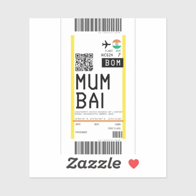 Boarding pass to Mumbai (BOM) (Sheet)